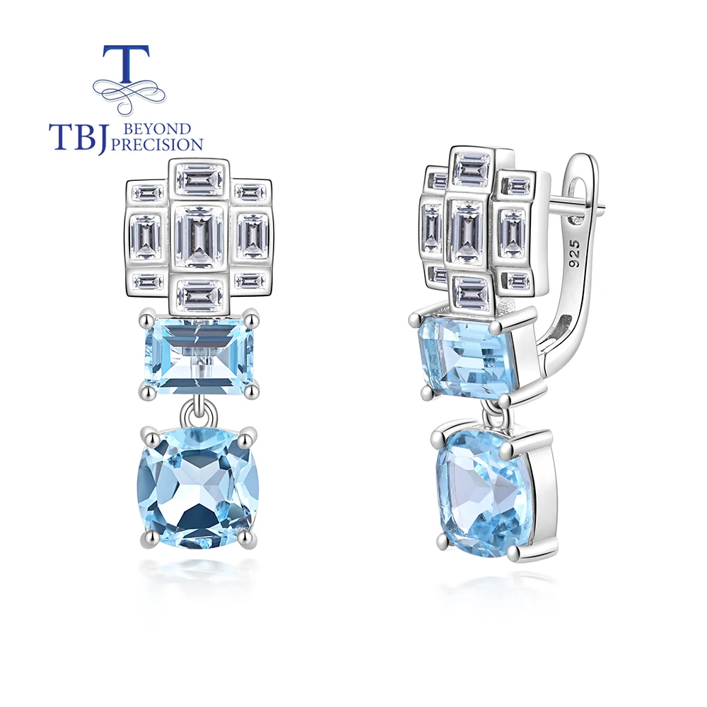 

New unique Design sky blue topaz earring 925 sterling silver natural gemstone fine jewelry for women nice gift