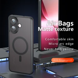Magsafe Magnetic Acrylic Matte Shockproof Transparent Phone Case for ViVo V60 Lite (Black)