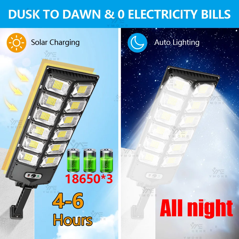 Solar-Powered LED Motion Sensor Outdoor Light, IP68 Waterproof Wall and Street Lamp