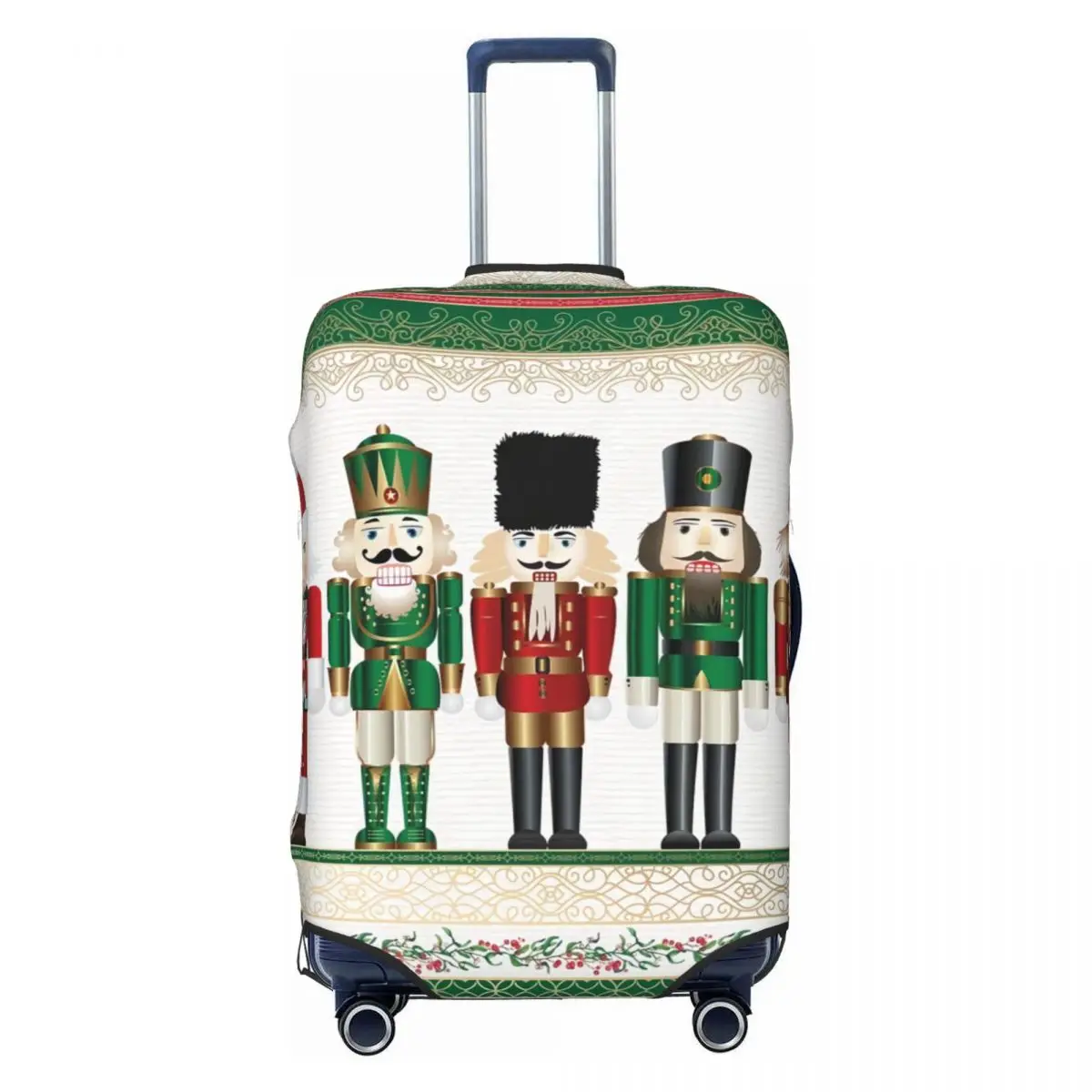 

Merry Christmas Nutcrackers Luggage Cover Funny Nutcracker Soldier Doll Gift Suitcase Protector Covers Suit For 18-32 inch