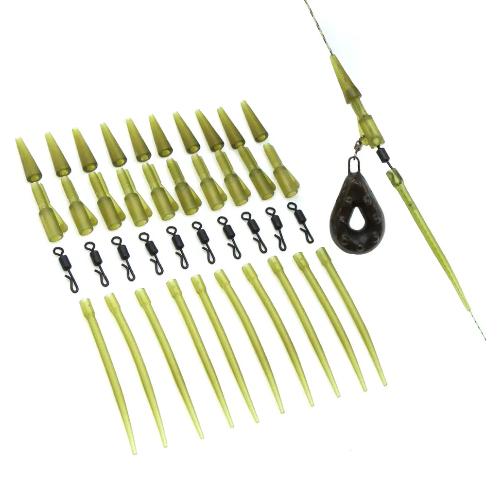 10 Set Carp Fishing Accessories Helicopter Hair Rig Tackle Kit Anti-tangle Sleeve QC Fishing Swivel Lead Clip For Fishing Tool 6