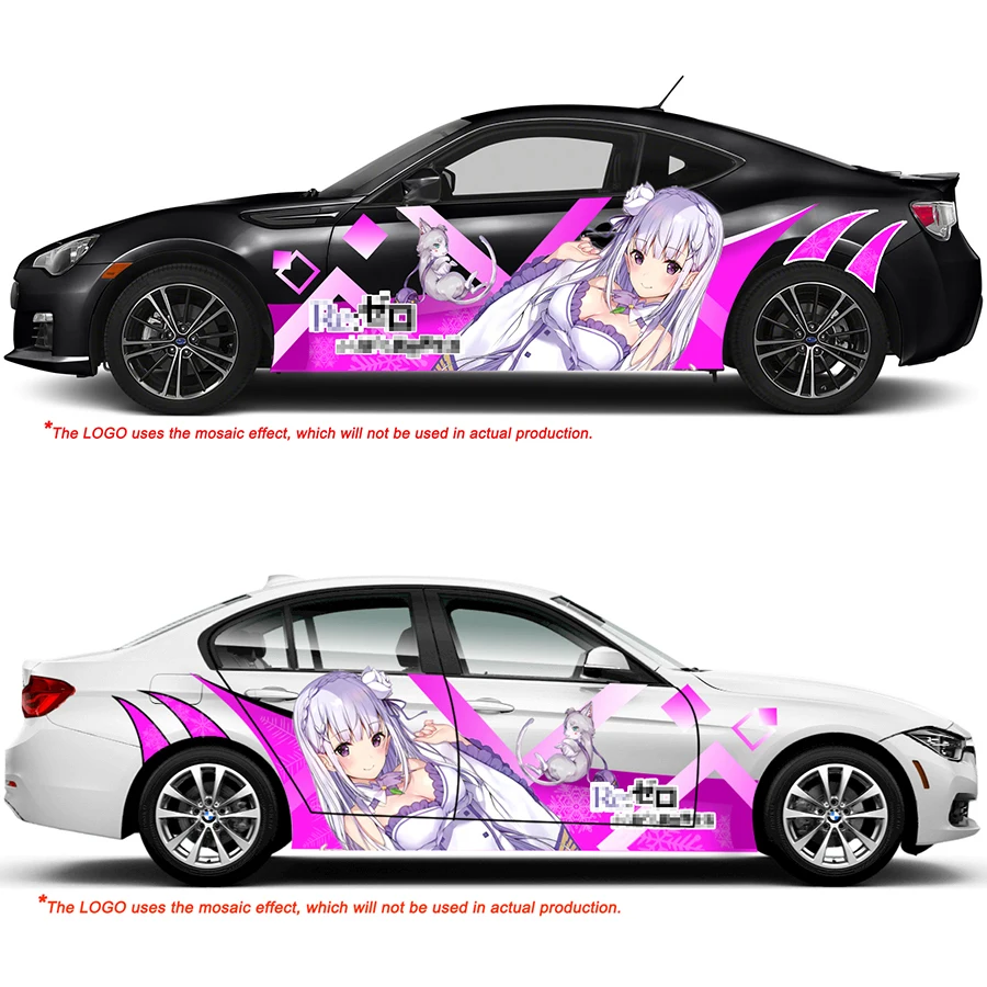 Autocollants de carrosserie de voiture sans fleur, autocollant latéral de  voiture en vinyle Anime Itasha, belle fleur - AliExpress