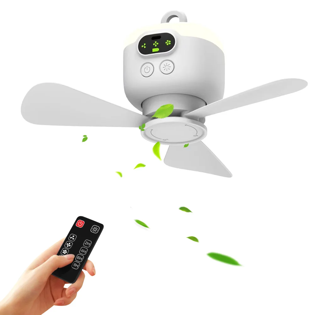 Portable Wireless Ceiling Fan Light with Remote Control Camping Fan Tent Fan Outdoor Fan for Outdoor Camping