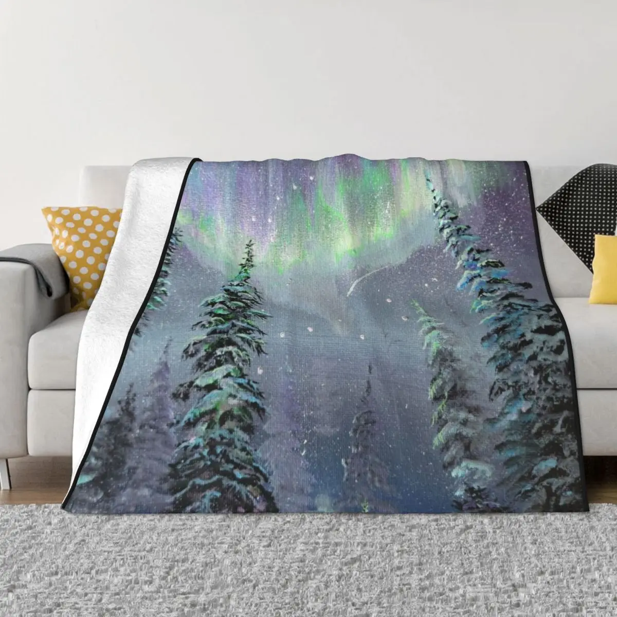 

Winter Northern Lights Throw Blanket Custom manga Blankets