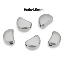 Set of 5 Stainless Steel Star and Heart Spacer Beads (Steel Moon 9mm)