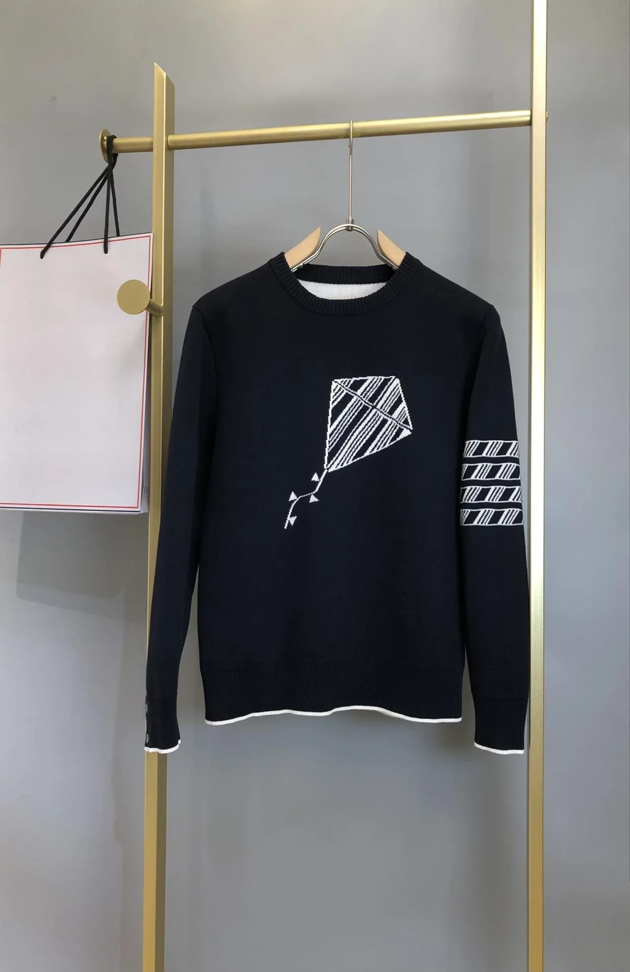 

Classic TTB Men's Sweatshirt Autunm Fashion Design Pullover Tops Cotton Classic 4-Bar Stripes Kite Loose Casual Women Pullover