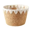 Natural Planter Wicker Basket  Flower Pot Rattan Straw Plants Basket For Home Garden organizer Decoration 22/25/32cm 2