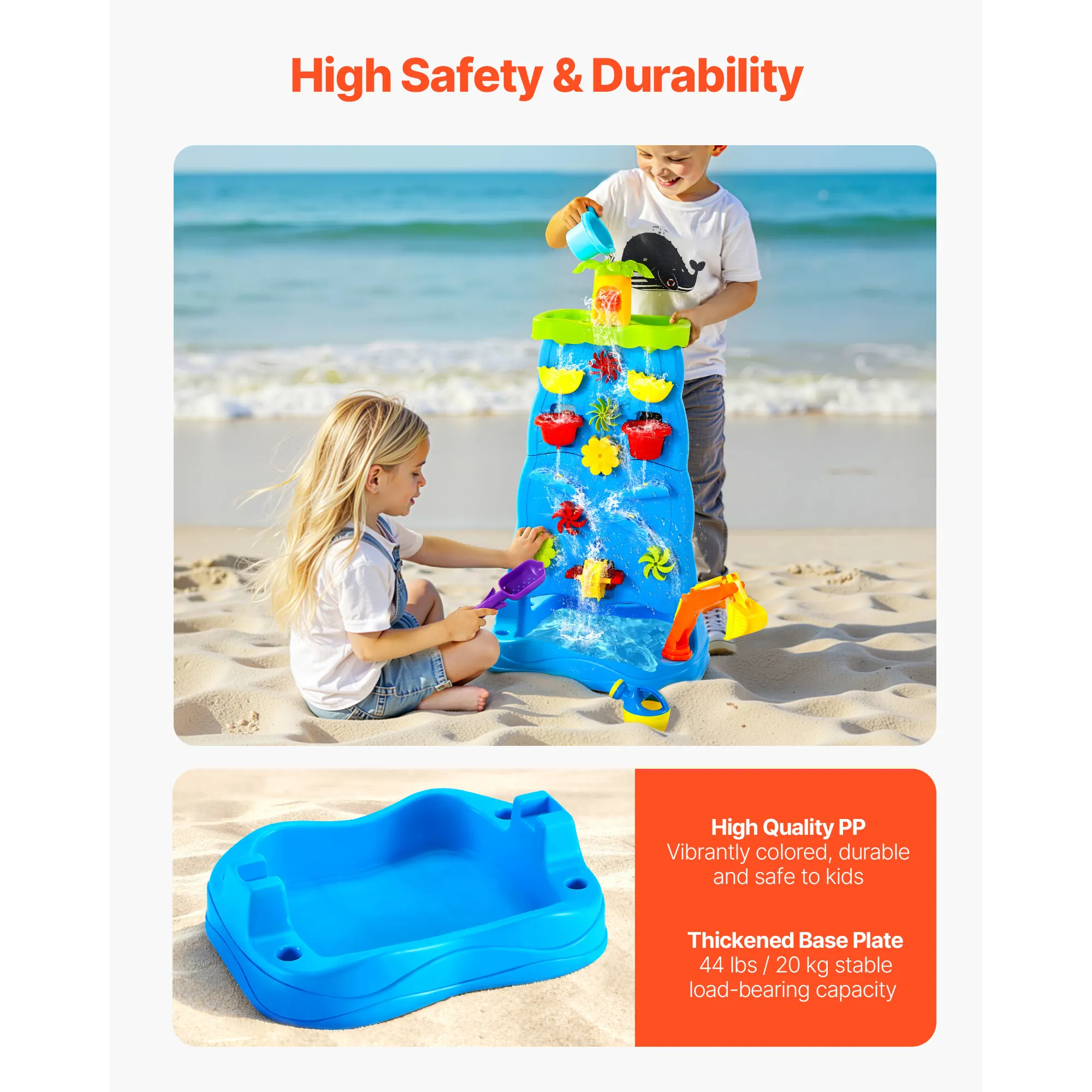 Kids Water Play Table with 37PCS Accessories Double Sided Summer Sand Platform