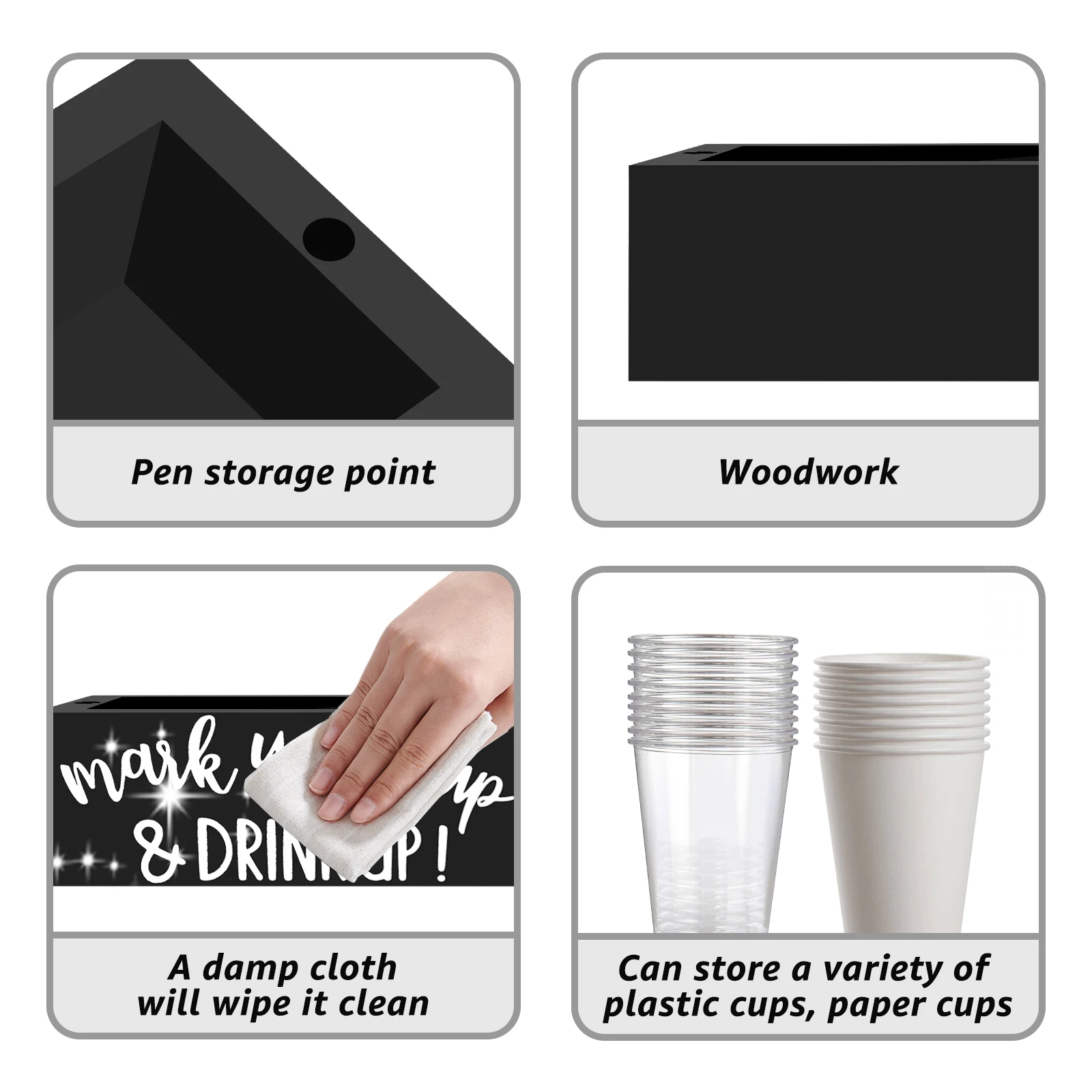 Disposable Cup Holder Wood Cup Storage Rack with Marker Holes Large Capacity Multi Functional Bar Storage Rack for Kitchens