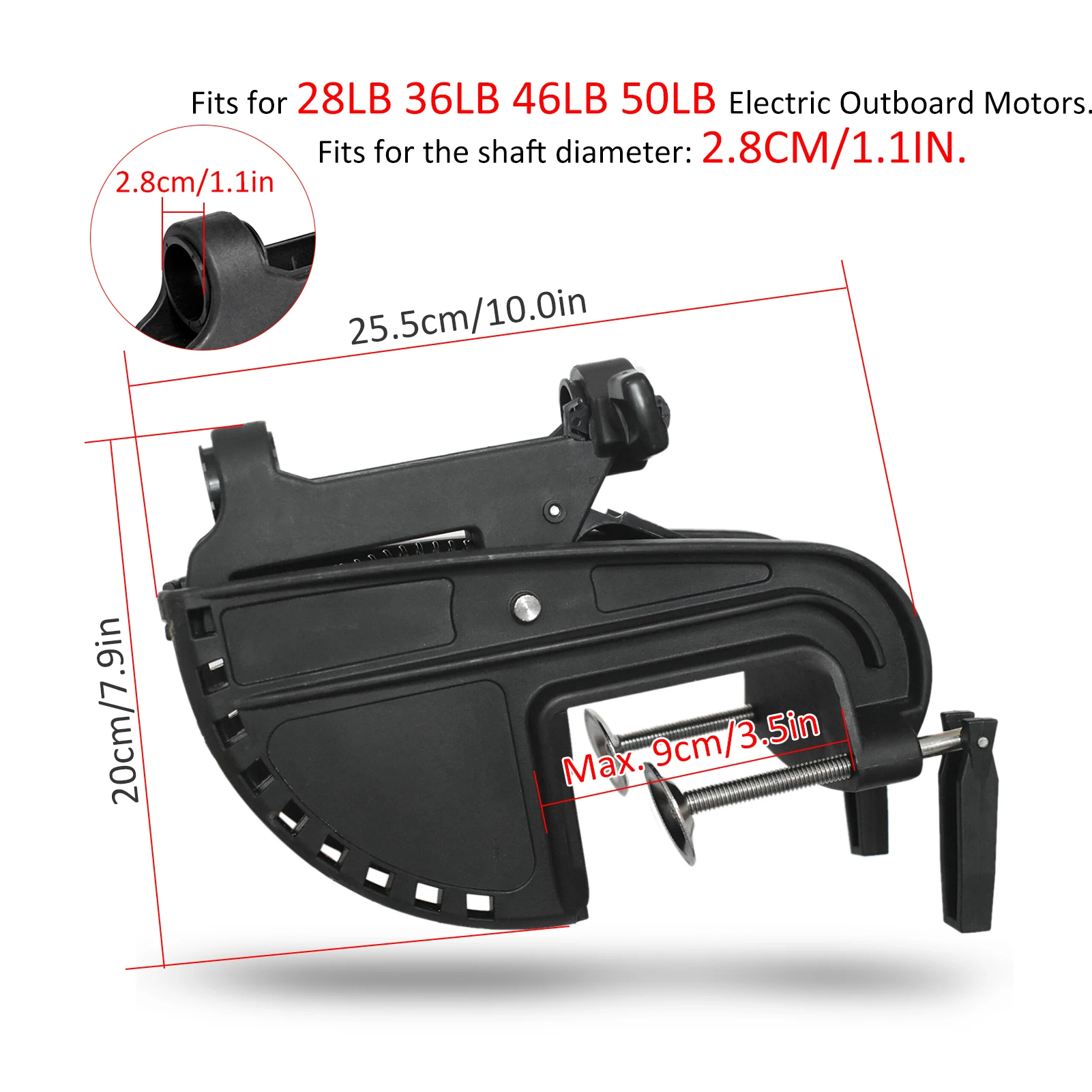 Electric Outboard Motor Bracket Hinge Kit Fits for 1 1/8''(2.8cm)Shaft Diameter 28lb 36lb 46lb 50lb Electric Outboard Motors 5