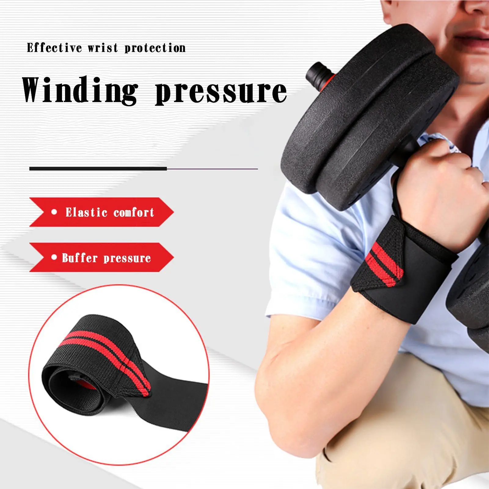 1PC Exercise Pressure Strap Elastic Wrist Wrist Pressure Weight Lifting Sports Wrist Bandage Wrap Wrist Guard against Sprain Men