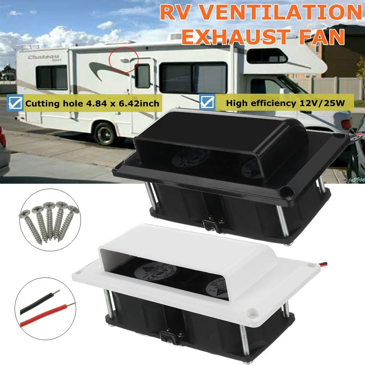 

12V 25W Side Air Vent Ventilation For RV Trailer Caravan Side Air Exhaust Fan Automobile Accessories Car Styling Camper