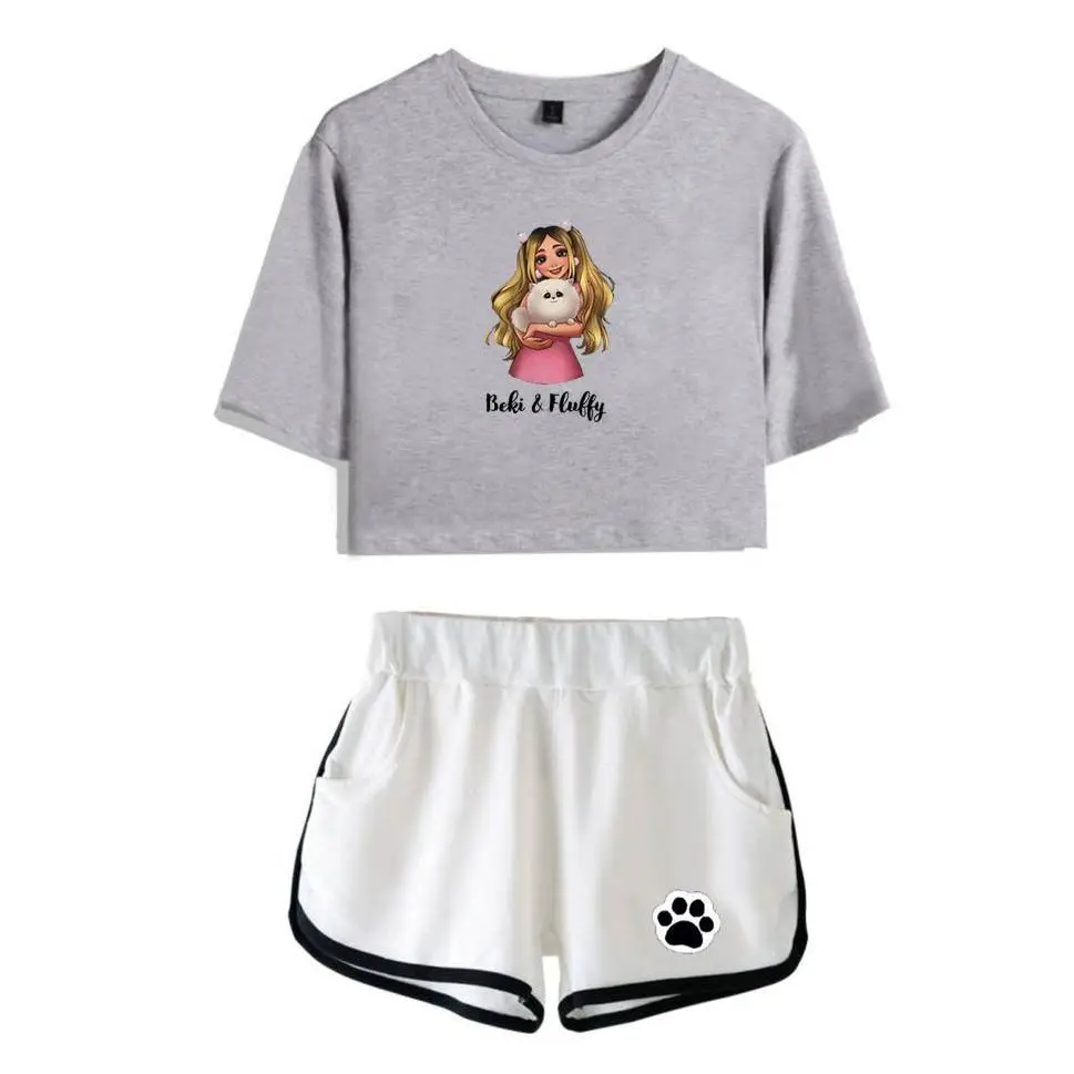 2022 Heixer Rebekah Flugel Merch Beki Flauschigen Druck Sommer Frauen/Maldchen Set Sexy Kurze Tops + Shorts Anzug Zwei Struck Set
