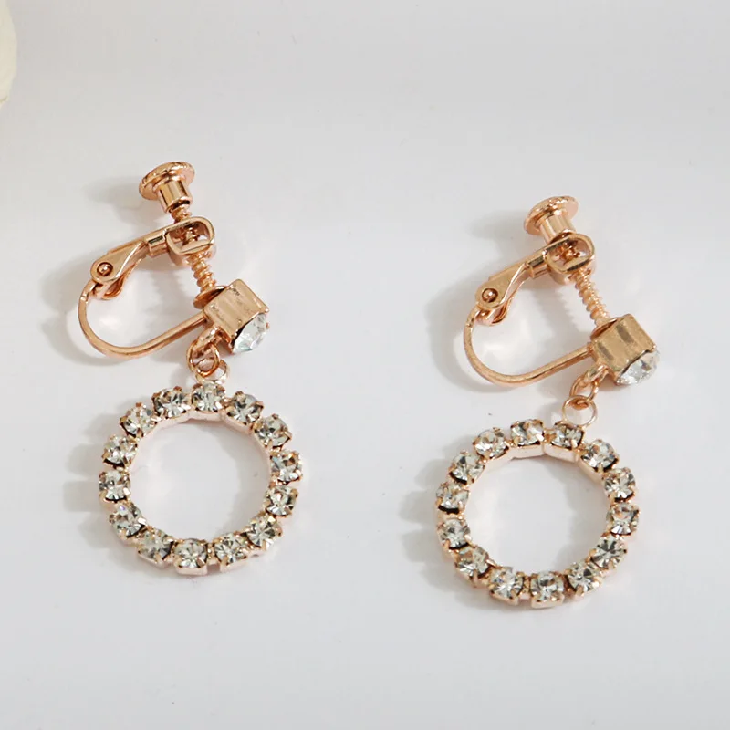 trendy male earrings GRACE JUN Korean Design Simulated Pearl Screw Clip on Earrings Non Pierced Baroque Rhinestone Ear Clip Women's Jewelry Wholesale trendy traditional earrings Trendy Earrings