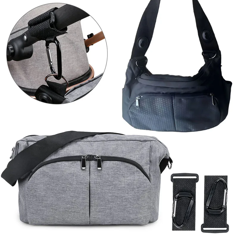 Mommy Bag for Stroller Accessories Portable Diaper Storage Bag with Hooks Compatible with Stroller Black Waterproof Storage Bag