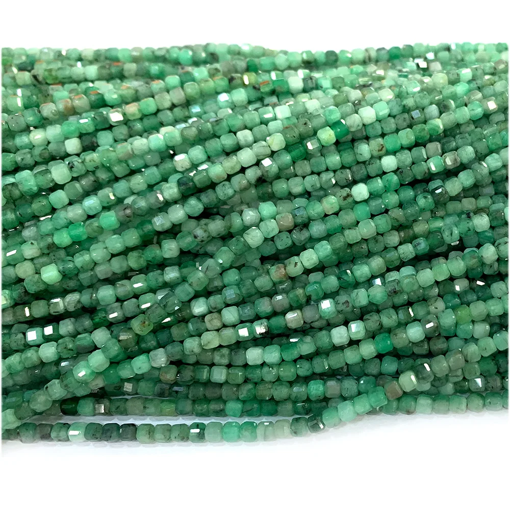 Veemake Emerald Faceted Edge Cube Small Beads For Jewelry Making Natural  Gemstones Crystal DIY Necklace Bracelets