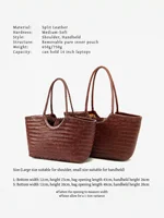 Sac fourre-tout en cuir véritable tissé à la main, sac de shopping tendance pour femmes, grande capacité, sac à bandoulière, design de luxe, panier à légumes 6