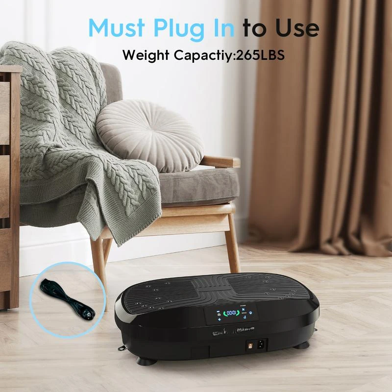 Vibration Plate Exercise Machine with 265LBS Loading Capacity Whole Body Workout Vibration Platform Resistance Bands for Fitness