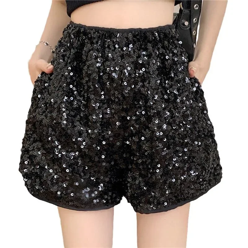 

2024 Spring Fashion Comfortable Youth Series New High Waist Casual Loose Sequin Shorts for Women