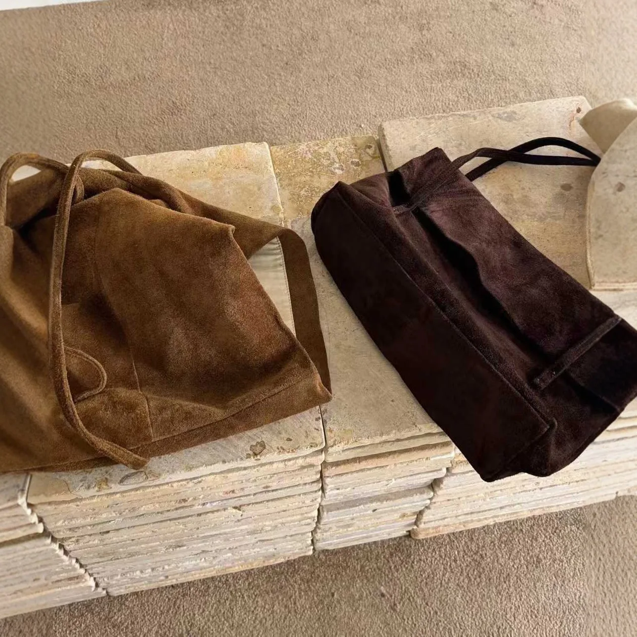 Genuine Leather Suede Tote Bag For Women Luxury Designer Handbag And Purse 2026 New In Vintage Large Capacity Underarm Shoulder