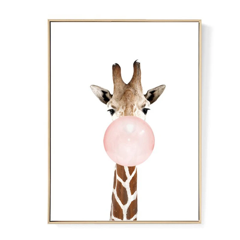 Милый плакат с рисунком животного жирафа искусство печать Настенная картина