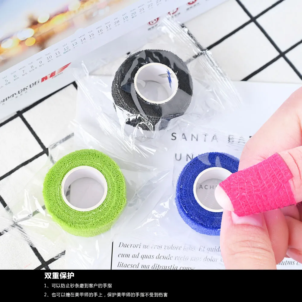 Nail Protector Bandage 4Rolls Mix-Color of Non-Woven self-Adhesive Bandages for Finger Guard Nail Protector Waterproof Cohesive Elastic Wrap Manicure