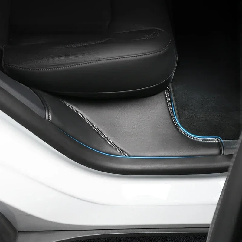 Car Accessories Car Rear Door Sill Pad Protector for Tesla Model Y/3 Leather Rear Seat Anti-dirty Mat Anti Kick Pad
