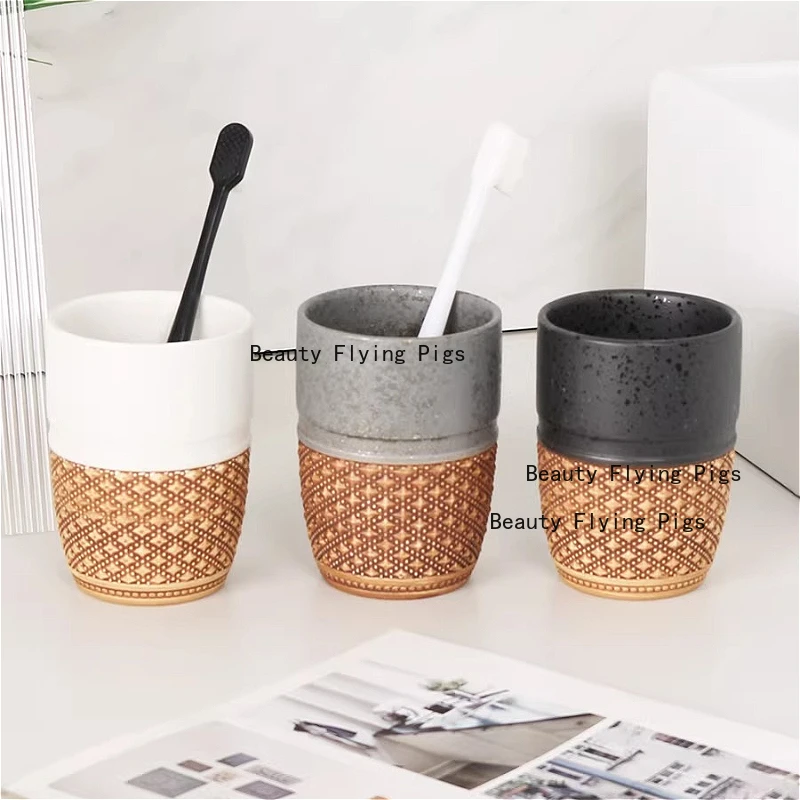 Ceramic Toothbrush Cup For Bathroom Durable Wash Cup Home Decor_voghion.com