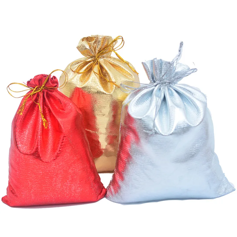 

100pcs Gold Silver Cloth Fabric Drawstring For Pocket Jewelry Wrapping Gift Bag Wedding Party Candy Gift Bag Torage Pouch Pack