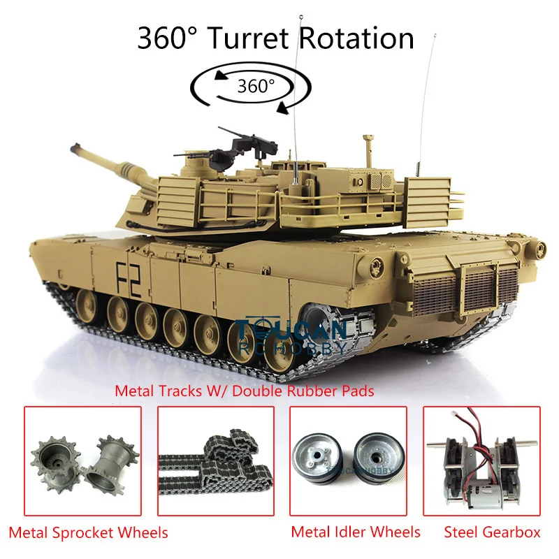 Heng Long 1/16 7.0 Upgraded Abrams RC Tank 3918 360 Turret Metal Tracks Rubbers RC Panzer Boys for Toys TH17800-SMT4 3