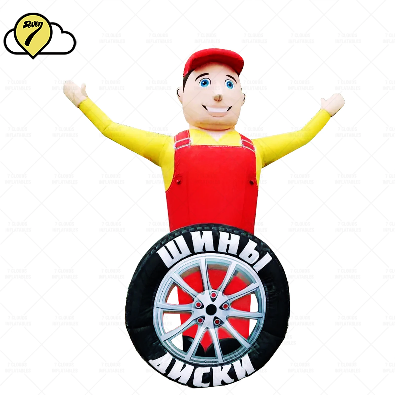 Homem inflável braço vacilar ar céu dançarino serviço de lavagem de carro decoração com pneu automático bem-vindo publicidade ao ar livre auto mostrar venda promover