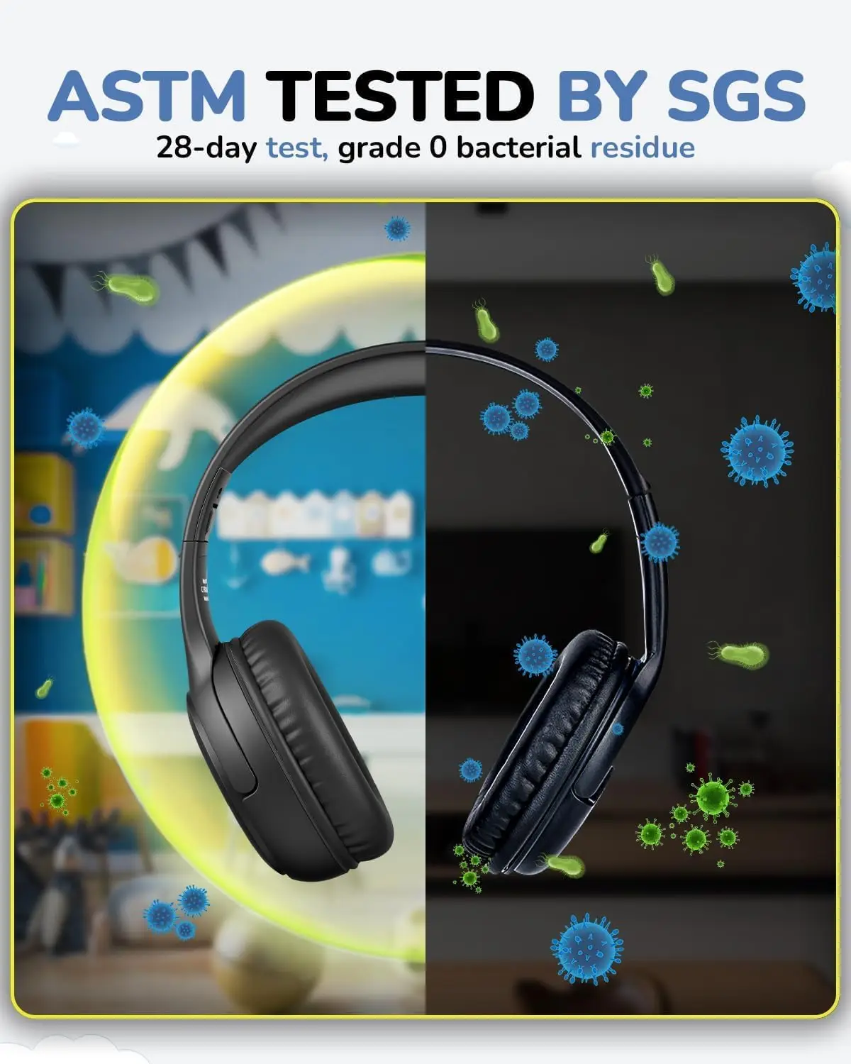 1/2/3Pcs AT2 Kids Headphones Wired Toddler Headsets with Mic Over-Ear Headphone 3.5mm Jack Foldable on-Ear Design for PC,Laptop 5