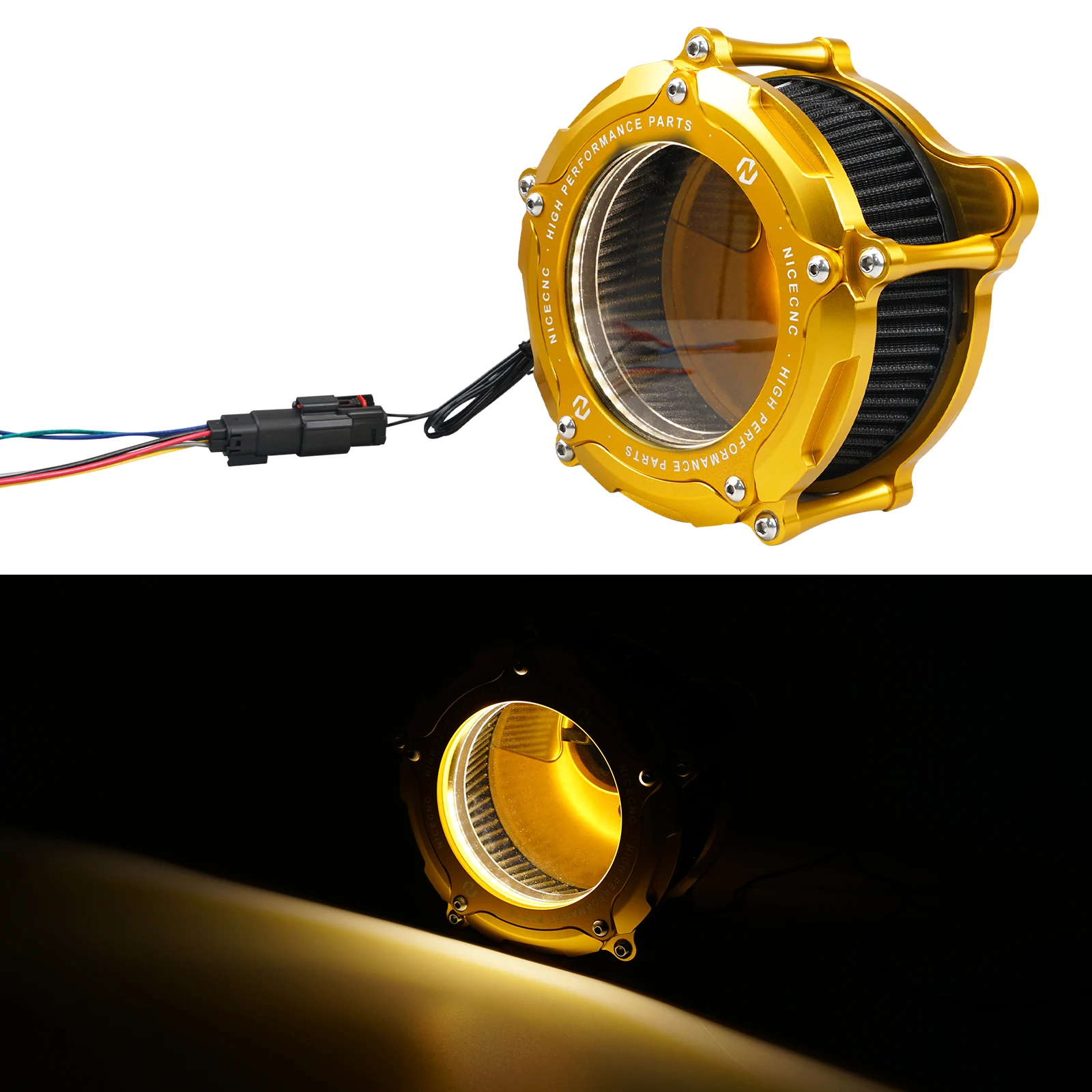 

For Harley Touring Road King Electra Glide Street Glide Road Glide CNC Motorcycle Strip Light LED Intake Filter Air Cleaner