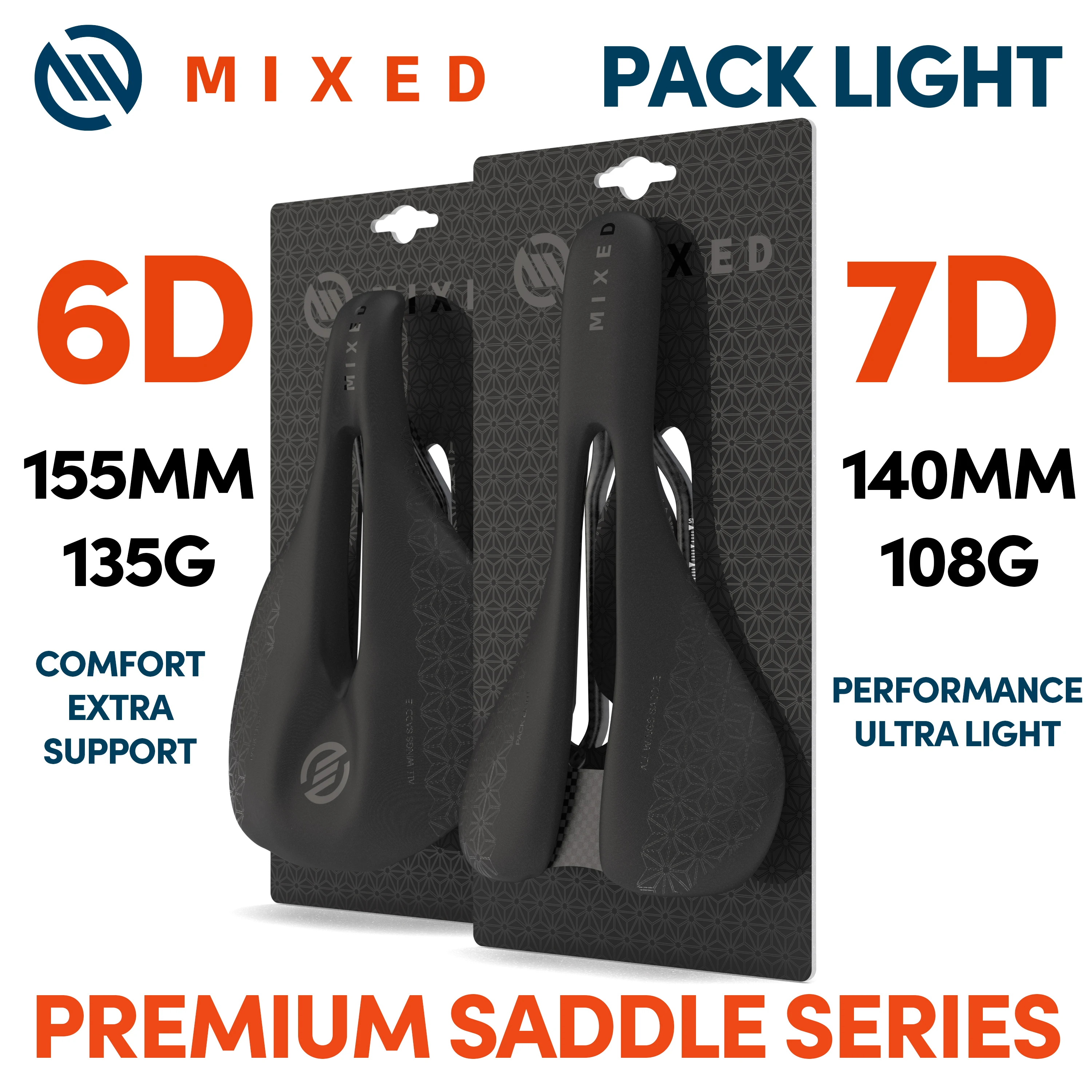 MIXED Full Carbon Fiber Saddle Pack 5D 6D 7D Ultra Light Weight Cushion 143mm 155mm for MTB Mountain Bicycle Road Bike Parts bicycle 3d printed saddle ultralight carbon fiber road mountain bike seat cushion hollow comfortable 3d mtb saddle seat