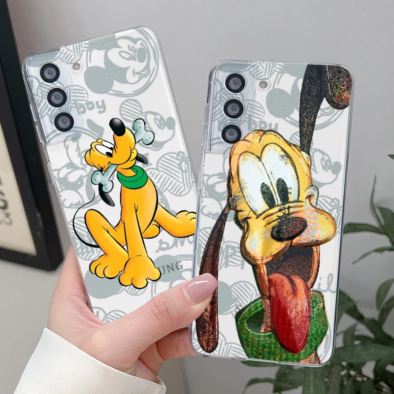 Custodia Per Telefono Disney Mickey Dog Pluto Per Samsung S23 S22 S21 S20 Fe Ultra Pro Lite S10 5G S10E M52 Plus Cover Trasparente