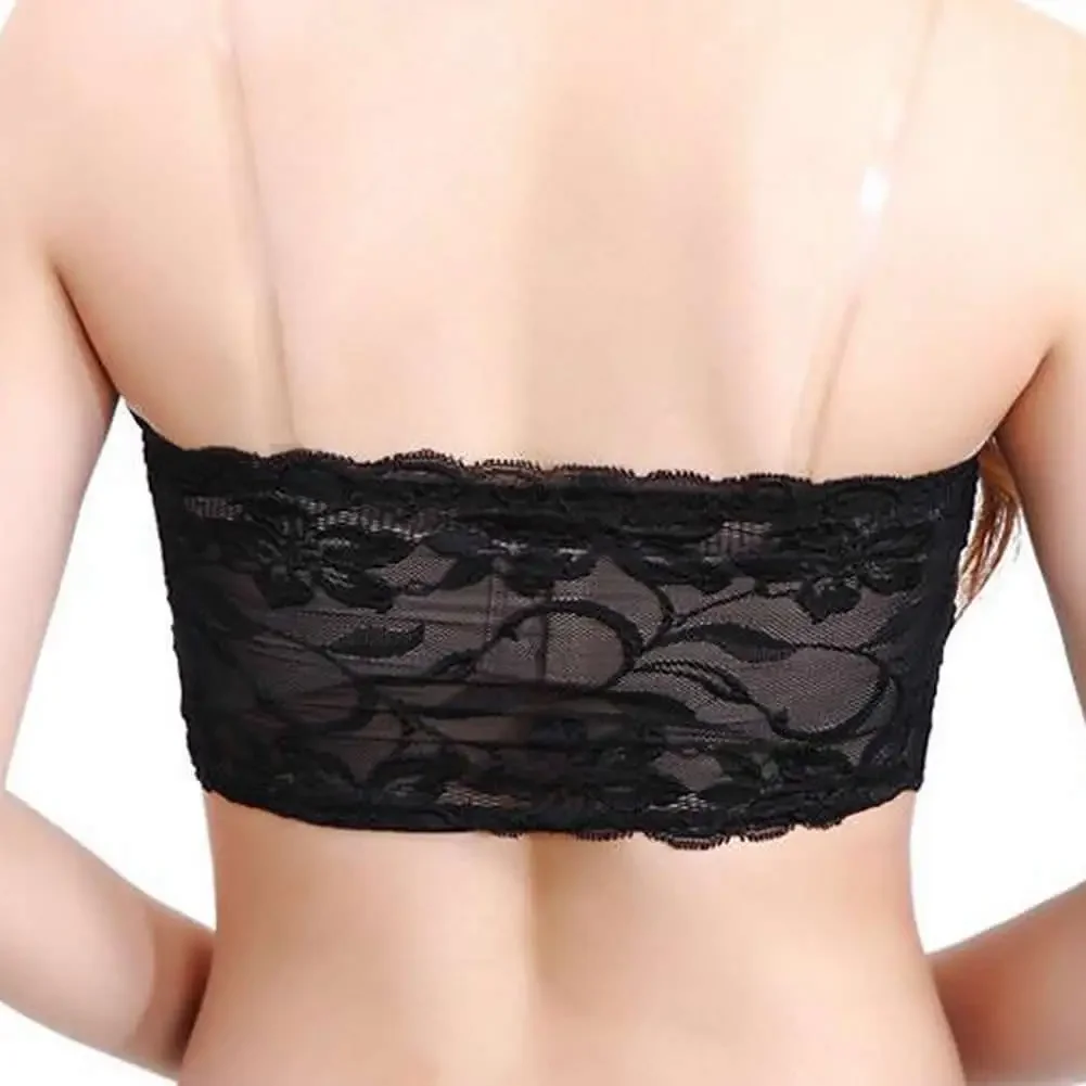 Sexy Lady Lace Stretch Boob Tube Top Women Girls Soft Strapless Bandeau Bra New