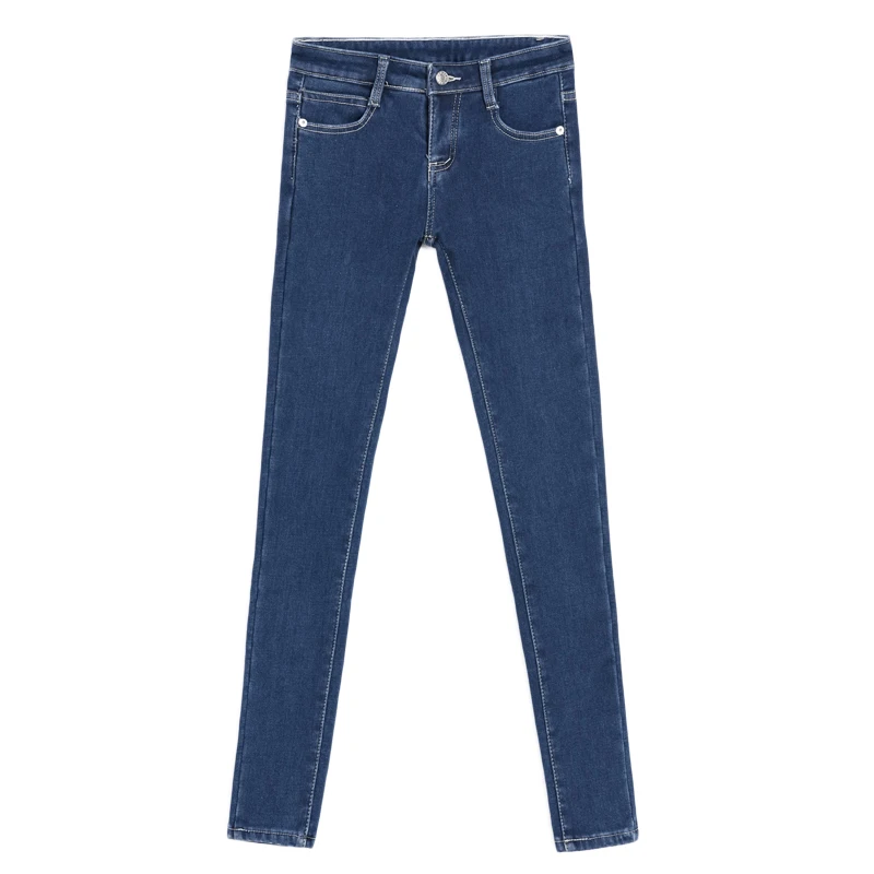 Low Waist Autumn Denim Jeans Women's Nine Points Slim Fit Elastic Butt Lifting Cuffed Pants Bla Long Trousers