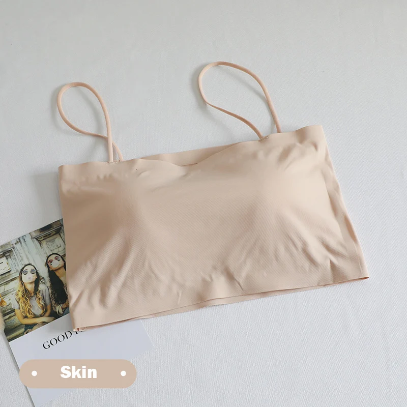 Women Lingerie Bra Women Tube Tops Hot Ice Silk Sling Female Tube Top Seamless Bras for Women Fashion Summer Sexy Solid Color Breathable Comfortable Thin