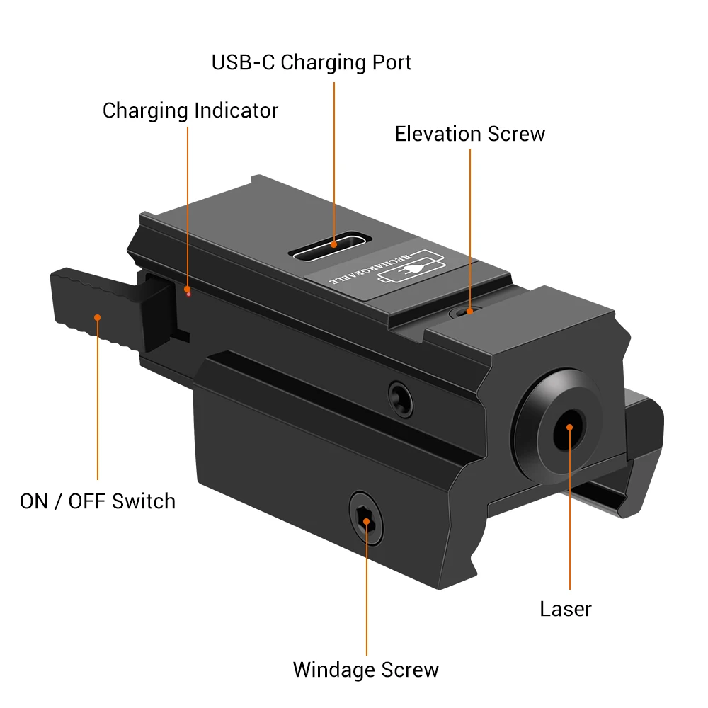 Red Dot Laser Sight Laser Sight USB Charging Hunting Gun Laser Sight Red Green Dot Laser for 11mm/20mm Picatinny Weaver Rail Glock Pistol Handgun Aiming