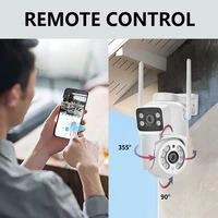 Caméra de Surveillance extérieure étanche 4MP, double objectif, double écran, suivi automatique, vidéo IP, Wifi, PTZ, CCTV, Audio bidirectionnel, ICSEE 4