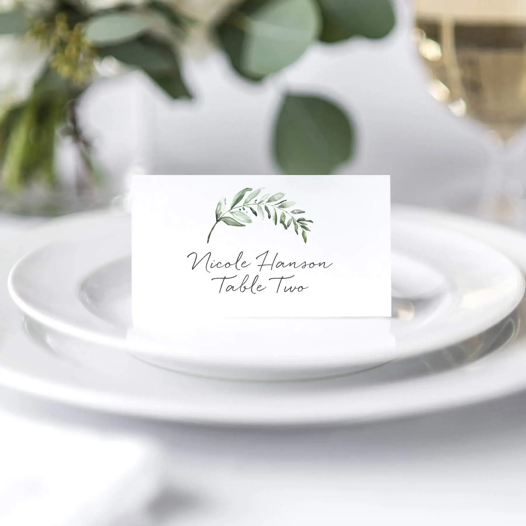 Place Cards 20/50/100pcs Simple Fresh Plant Wedding Seating Number Table Card Name Place Card Christmas Birthday Banquet Party Greeting place cards,wedding table numbers