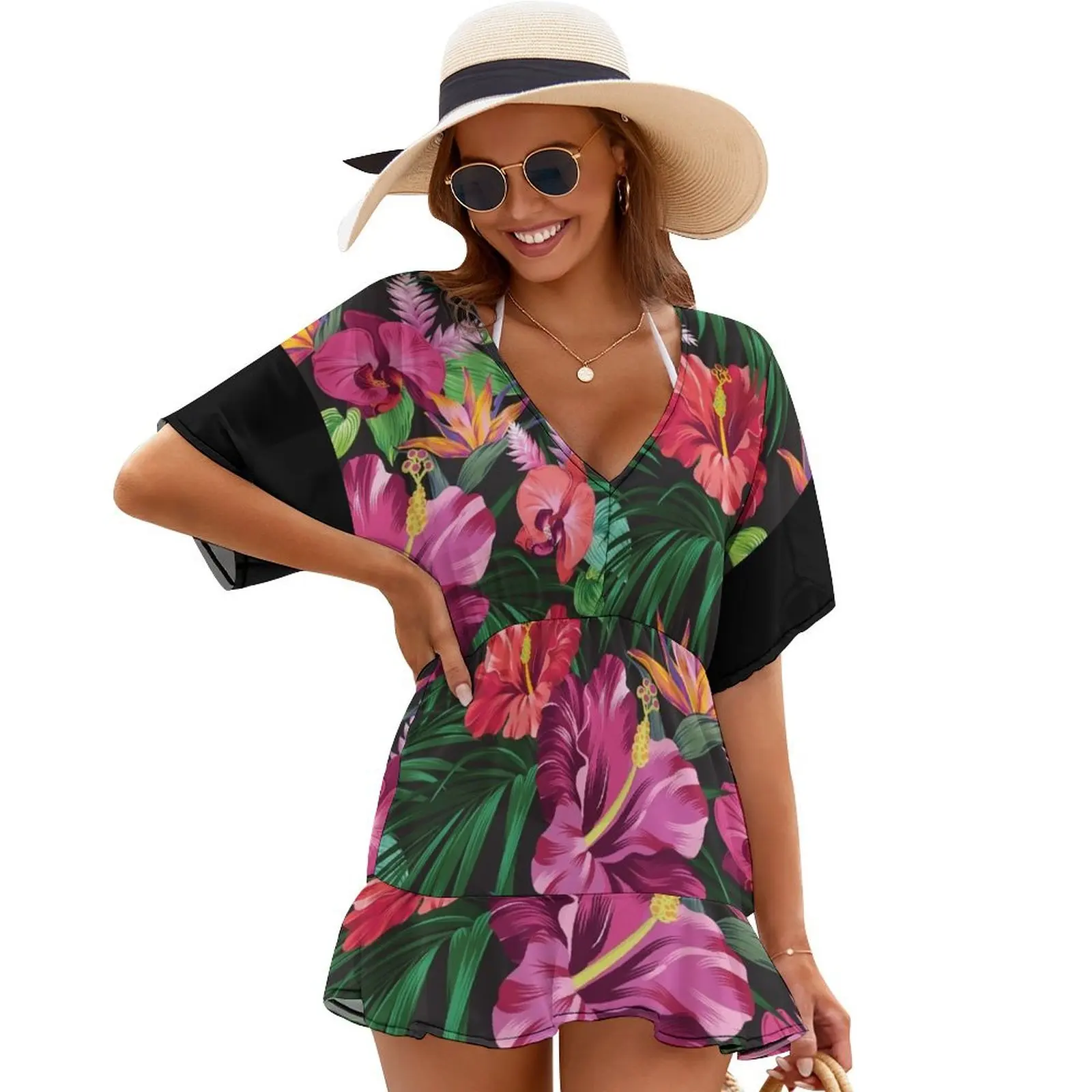 

take me with you. Tropical print Cover Ups women clothing 2024 new arrivals dresses summer woman 2024 fairy dress