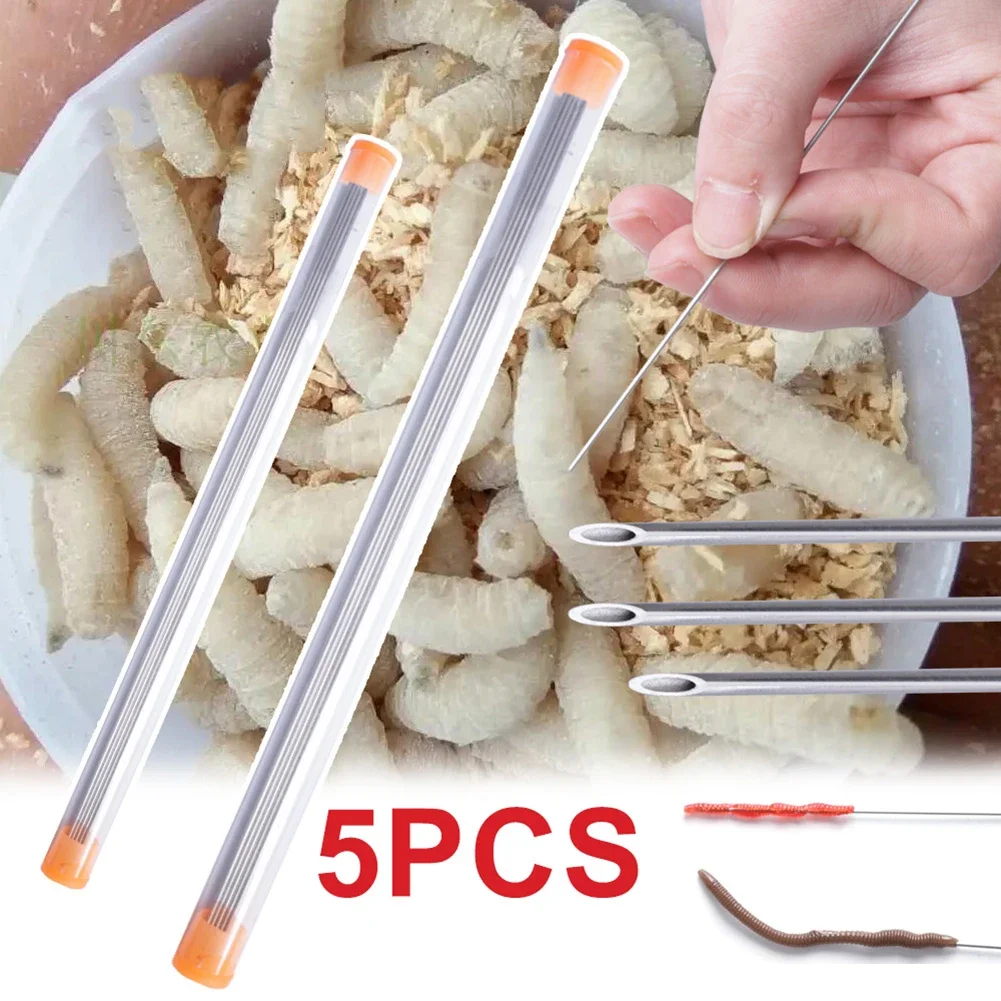 5-25PCS Earthworm Hooking Needle Worm Fishing Needle Hollow Earthworm Hook Needle Fishing Baiting Tool for Carp Fishing 20-30cm