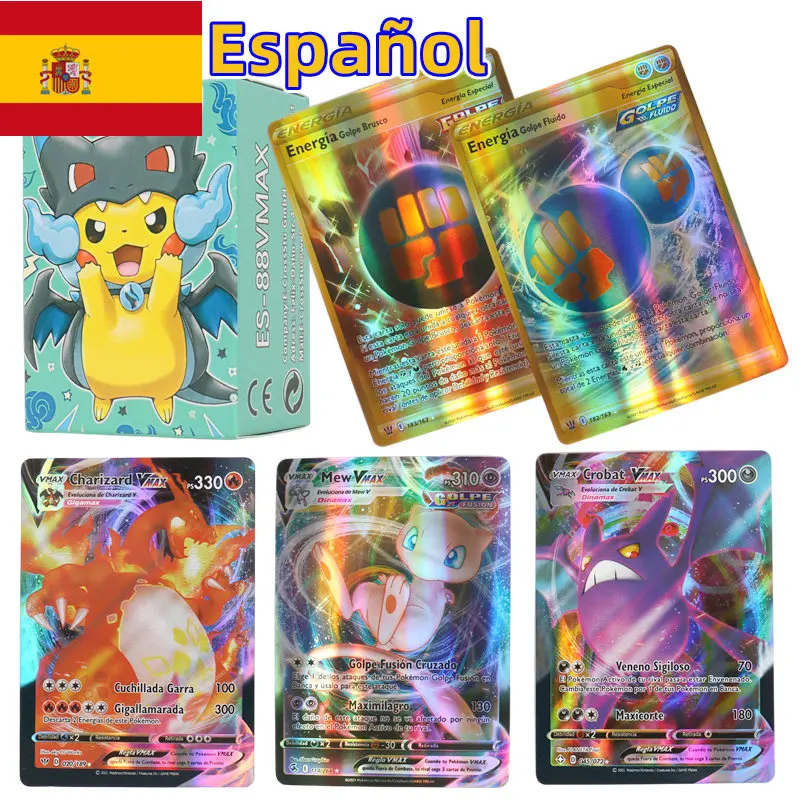 60-360Pcs Spanish Pokemon Card vivid voltage Fusion Strike Booster box  Collection Toy Kids Birthday Gift