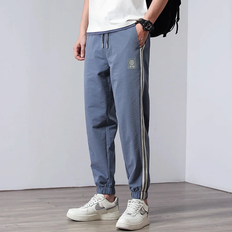 

Ankle Length Quick Dry Joggers Casual Pants Sportwear Sweatpants Streetwear 2024 Summer Black Harem Men Trousers