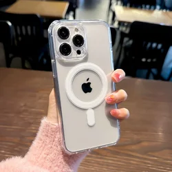 Crystal Clear Magnetic Acrylic Shockproof Case with MagSafe Wireless Charging Compatibility for iPhone 11 Pro Max (Clear Case)