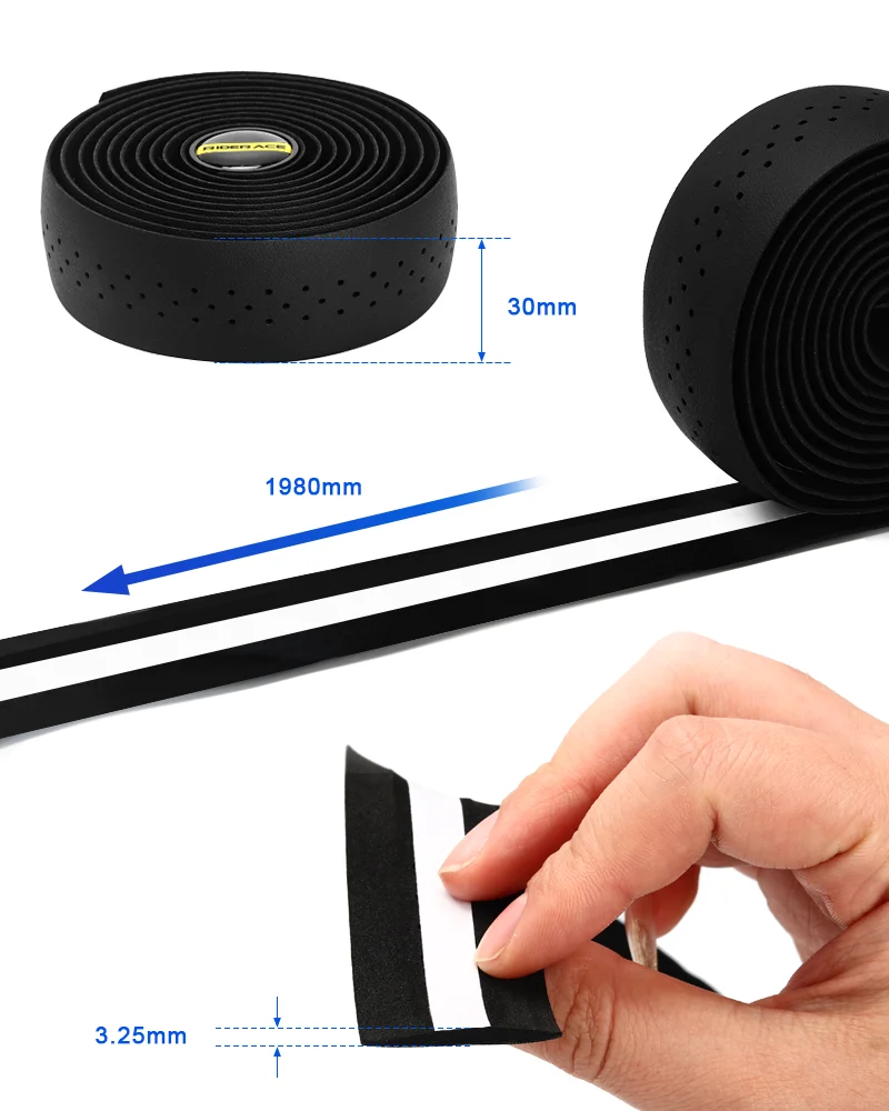 RIDERACE Bicycle Handlebar Tape Road Bike Handle Bar Tapes Anti-slip PU EVA Breathable Cycling Damping Anti-Vibration Straps