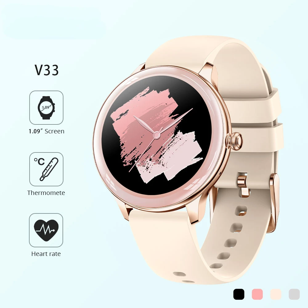 

V33 Lady Smartwatch 1.09 inch Full Screen Thermometer Heart Rate Sleep Monitor Women Smart Watch