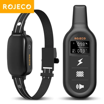 ROJECO 전기 강아지 훈련 목걸이, 원격 제어, IPX7 방수 진동기, 전기 애완 동물 강아지 짖는 소리 정지 충격 칼라, 3300 피트