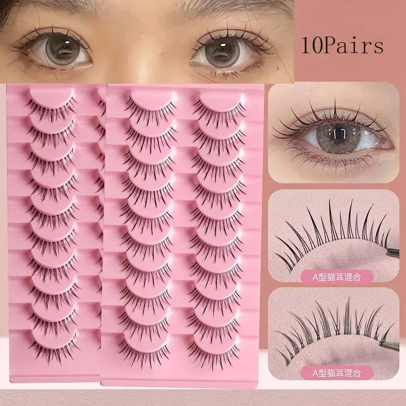 New Manga Lashes 5/10 Paia 3D Faux Mink Lashes Natural Short Full Strip Lashes Clear Band Soft Light Natural Eyelashes Extension